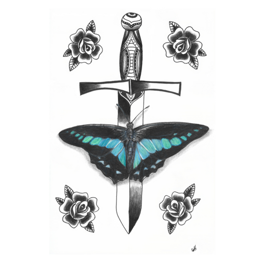 Blue Triangle Butterfly, pencil on paper